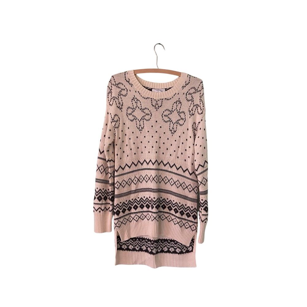Thakoon Cream Women’s Small Crew Neck Waffle Knit Layered Sweater White Blue